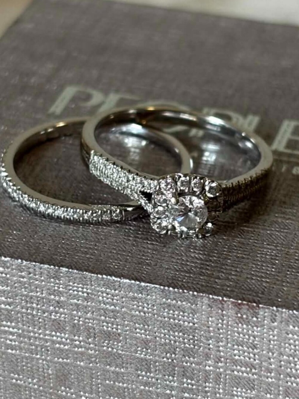 💥 14K White Gold 💥 PEOPLE's Jewelry Canadian Diamond Wedding Band Bridal Set